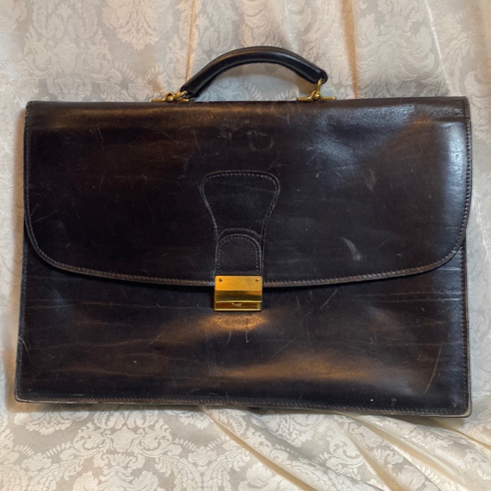 Vintage Schlesinger Brothers Leather Attaché document briefcase black